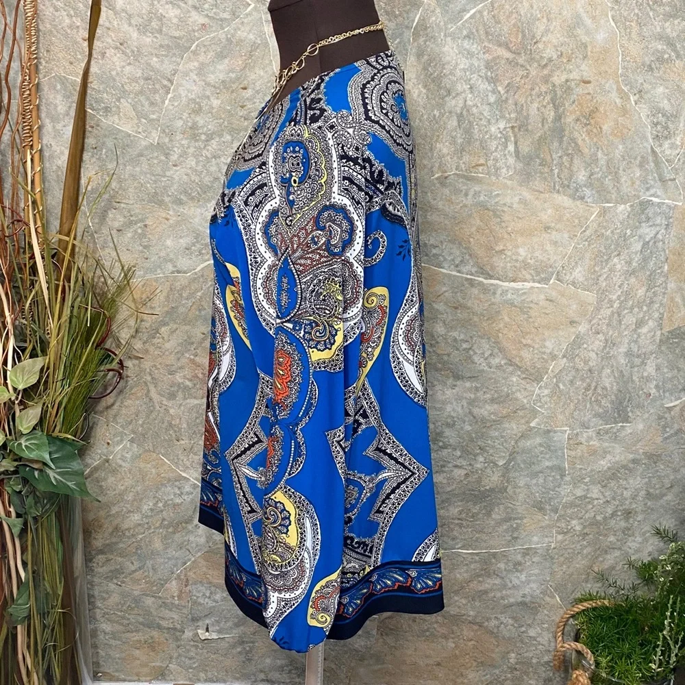 Alani shirt top blouse tunic colorful vibrant paisley stretch extra sleeves XL - Picture 9 of 11